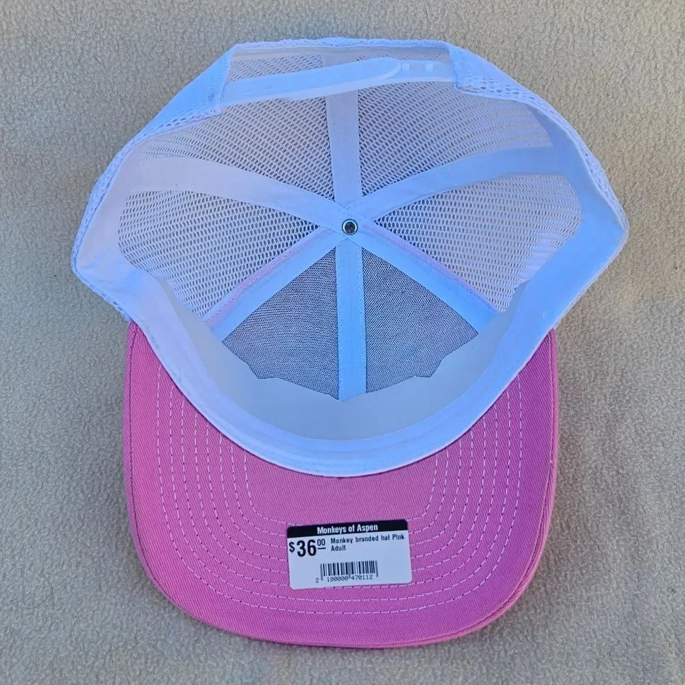Monkey's Aspen Pink and White Adult Trucker Hat